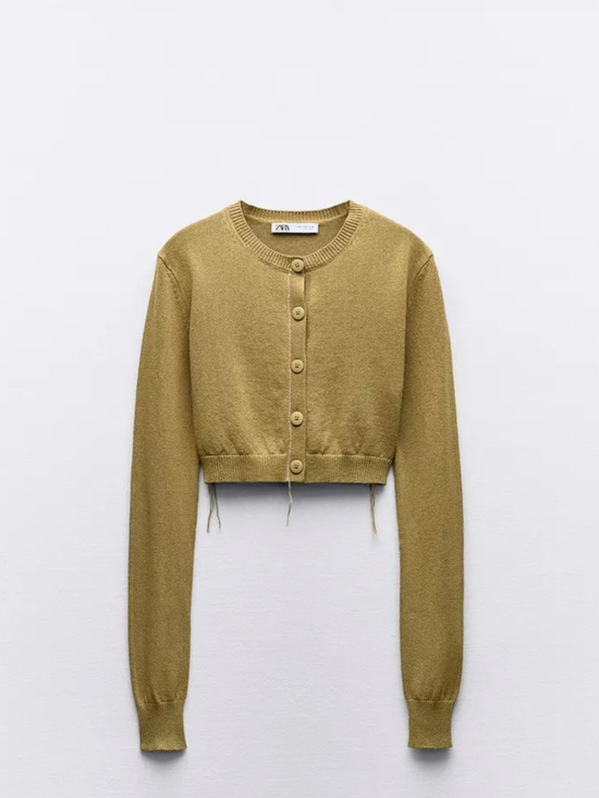 Zara Sweaters - CONTRASTING TOPSTITCH KNIT CARDIGAN
